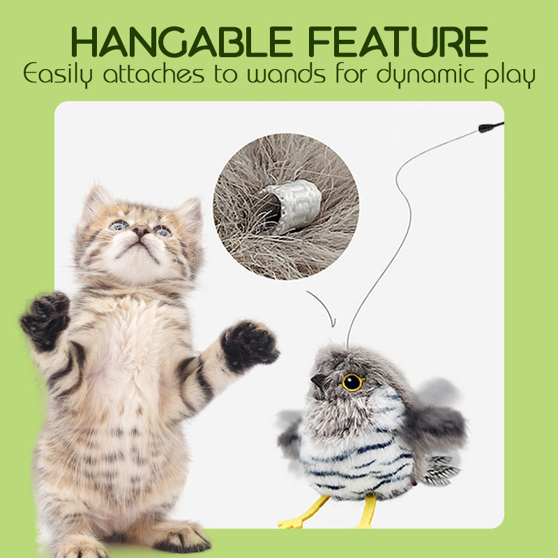 Realistic bird-shaped interactive cat toy