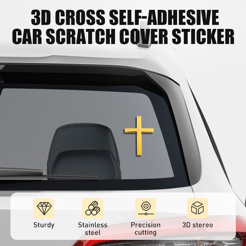 Metal Jesus Christ Cross Badge Stickers|3D Cross Self-Adhesive Car Scratch Cover Sticker
