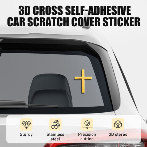 Metal Jesus Christ Cross Badge Stickers|3D Cross Self-Adhesive Car Scratch Cover Sticker