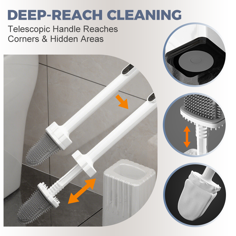 New Upgrades Extendable Toilet Brush & Holder Set