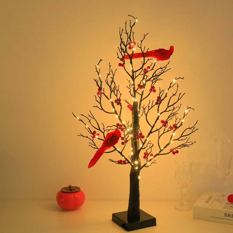 Vintage Glowing Tree with Cardinals