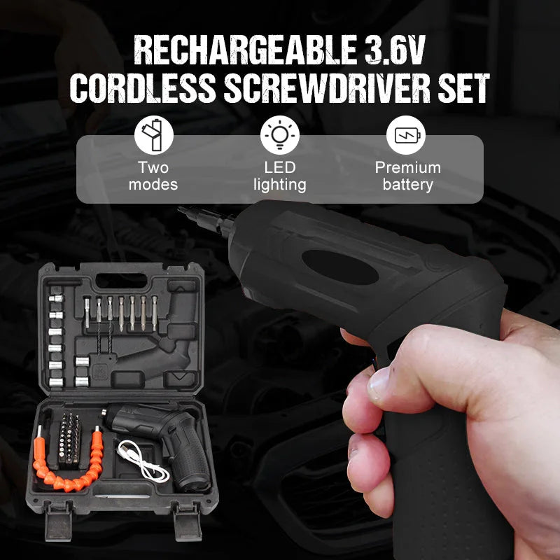Final 3 Hours: Full Accessory Set Free with Your Order! Rechargeable 3.6V battery screwdriver set