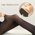 Women's Fleece Lined Tights Fake Translucent Warm Thermal Pantyhose