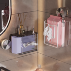 Wall Mounted Suction Cup Transparent Tissue Organizer