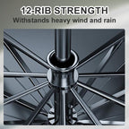 12-Rib Windproof Umbrella - Large Coverage & Compact Fold, Durable Frame for Heavy Rain & Wind