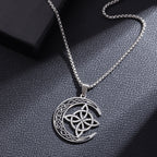 Celtic Moon Pendant Necklace - Stainless Steel & Adjustable Chain, Perfect Unisex Gift for Any Occasion