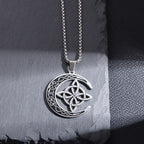 Celtic Moon Pendant Necklace - Stainless Steel & Adjustable Chain, Perfect Unisex Gift for Any Occasion