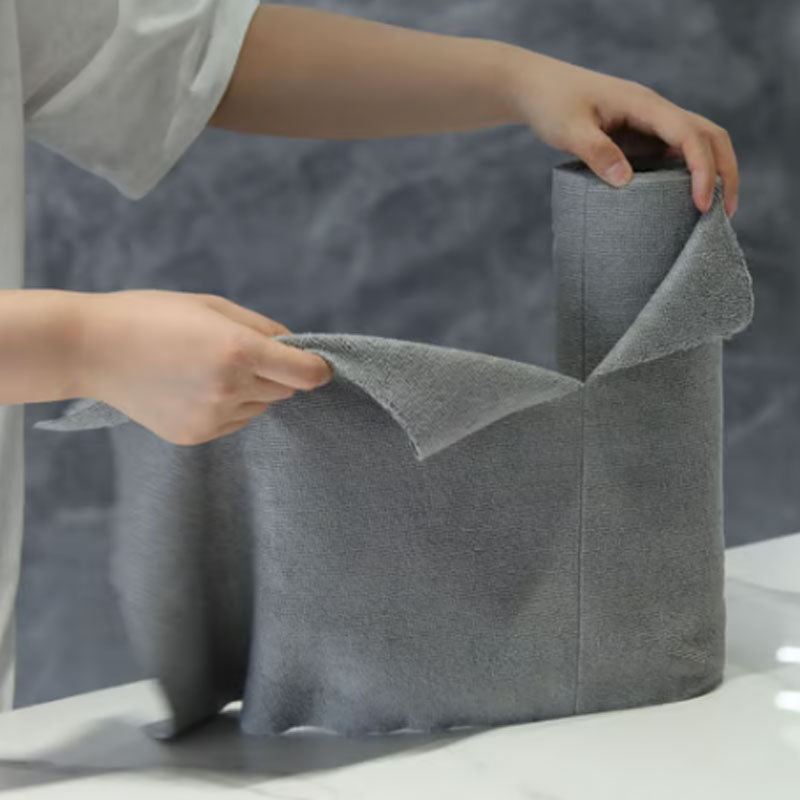 NOW! Reusable Tear-Away Cleaning Towel Roll - Strong & Absorbent for Kitchen/Glass/Cars, Leaves No Lint