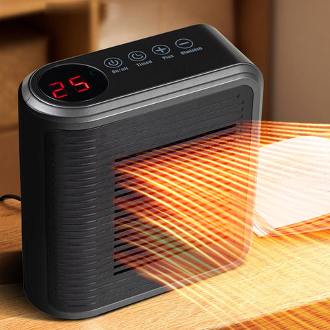 800W Wall Outlet Space Heater with Adjustable Thermostat and Timer