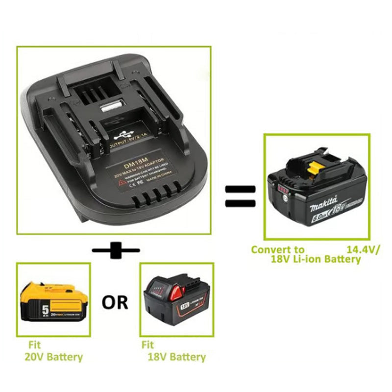 18V Lithium Battery Adapter - Universal Compatibility with Power Tools, Lightweight & Long-Lasting