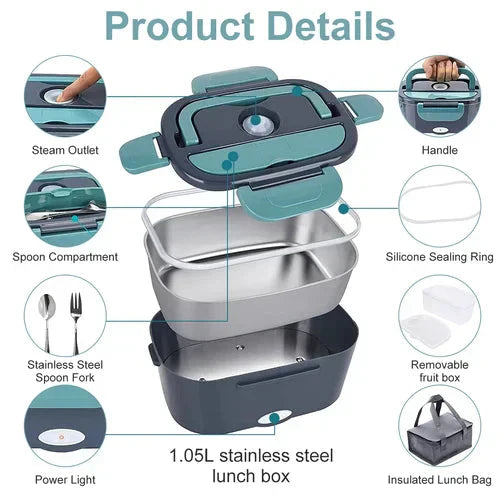 NEW YEAR - 2-in-1 Portable Dual Voltage Electric 7-Piece Set Lunch Box