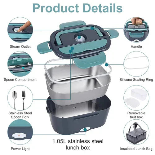 2-in-1 Portable Dual Voltage Electric Lunch Box