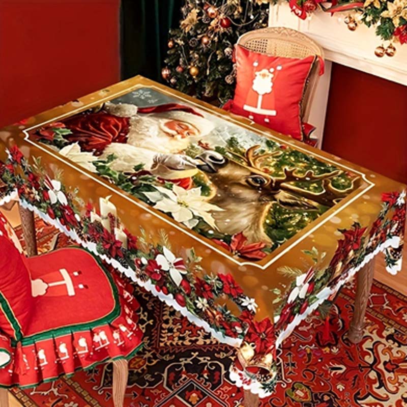 Black Friday Mega Offer Christmas Tablecloth – Festive Table Decoration for Christmas & Holidays, Washable