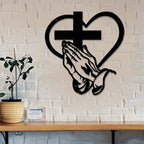 Elegant Christian Heart & Cross Wall Art