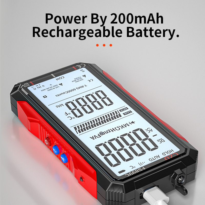USB Rechargeable Digital Multimeter – 6000 Counts, Large Color Screen & Backlight
