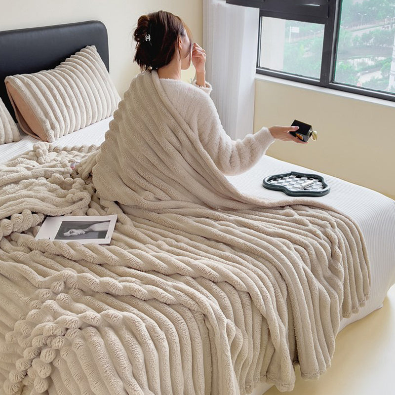 SPECIAL PRICE! Super Soft Fur Ribbed Fleece Throw Blanket