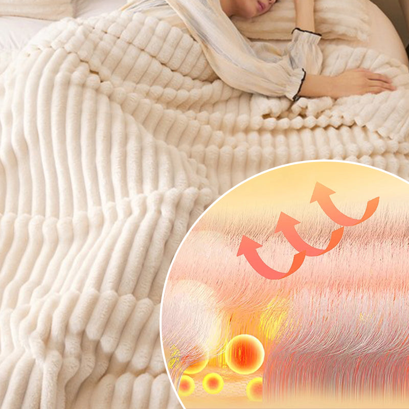 SPECIAL PRICE! Super Soft Fur Ribbed Fleece Throw Blanket