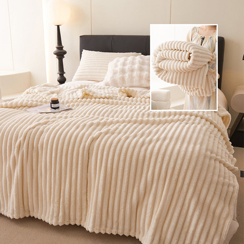 SPECIAL PRICE! Super Soft Fur Ribbed Fleece Throw Blanket