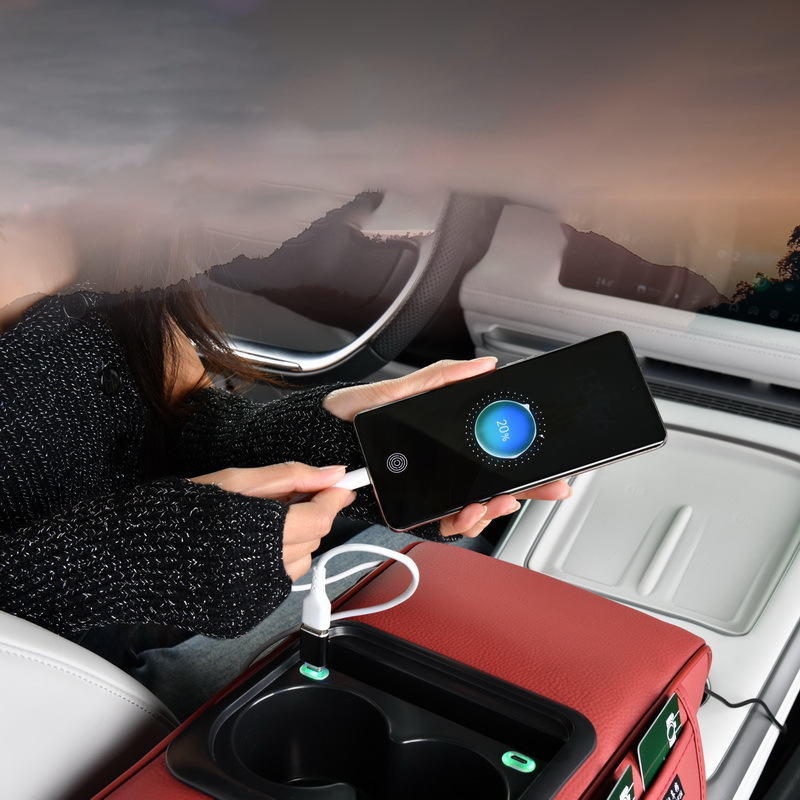 Car Armrest Organizer with USB Charging Ports