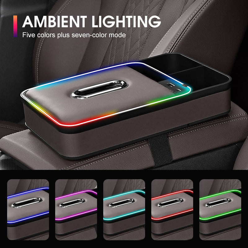 Armrest Storage Box with LED Ambient Lighting