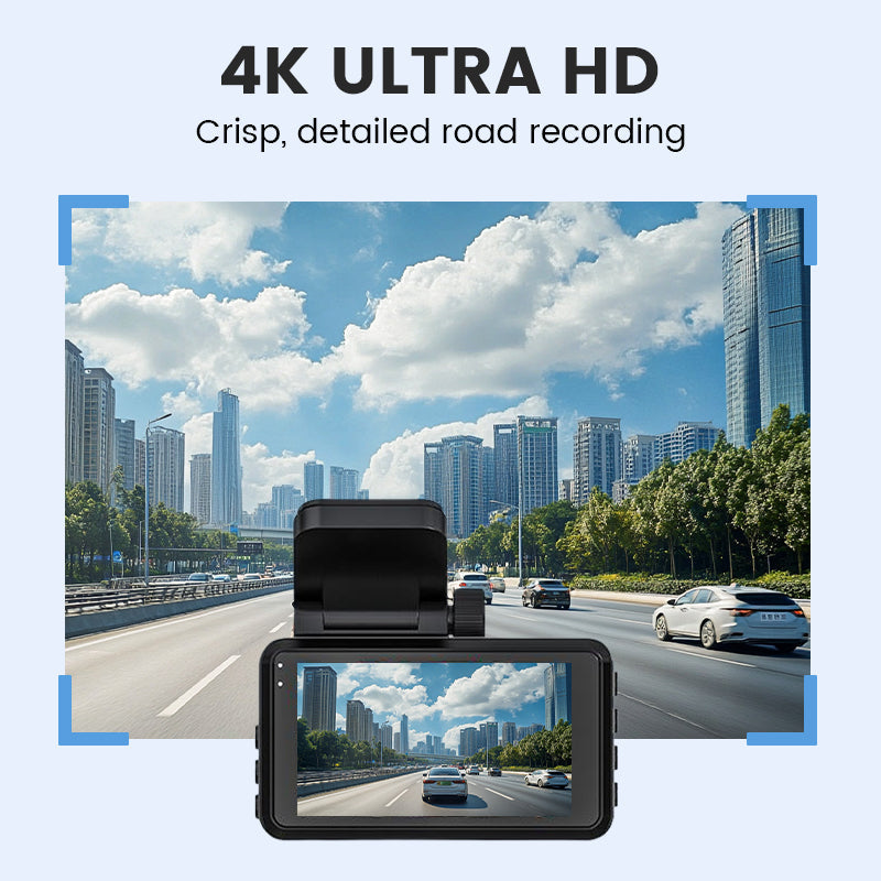 FOR A ! 4K Ultra HD dash cam with night vision Wi-Fi and loop recording for continuous monitoring