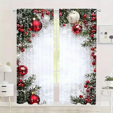 Xmas Sales - Christmas Window Curtains 2-Piece Set for Home Decor