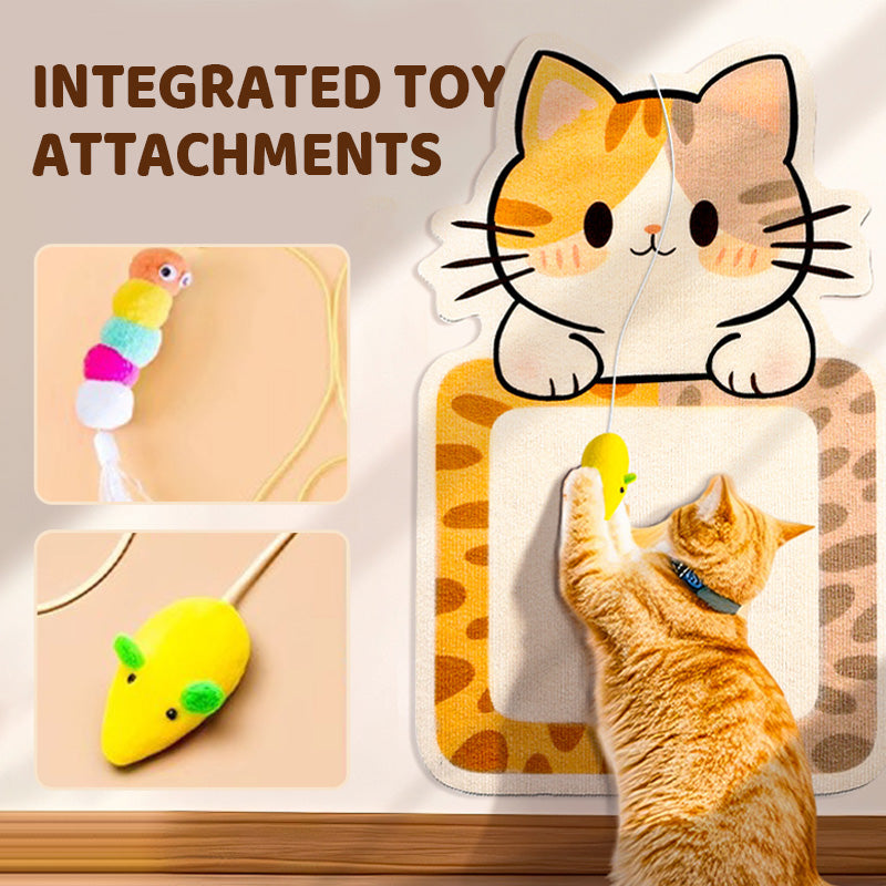 Wall-Mounted Scratching Post Without Drilling – Sustainable Felt, Built-in Toys & Space-Saving