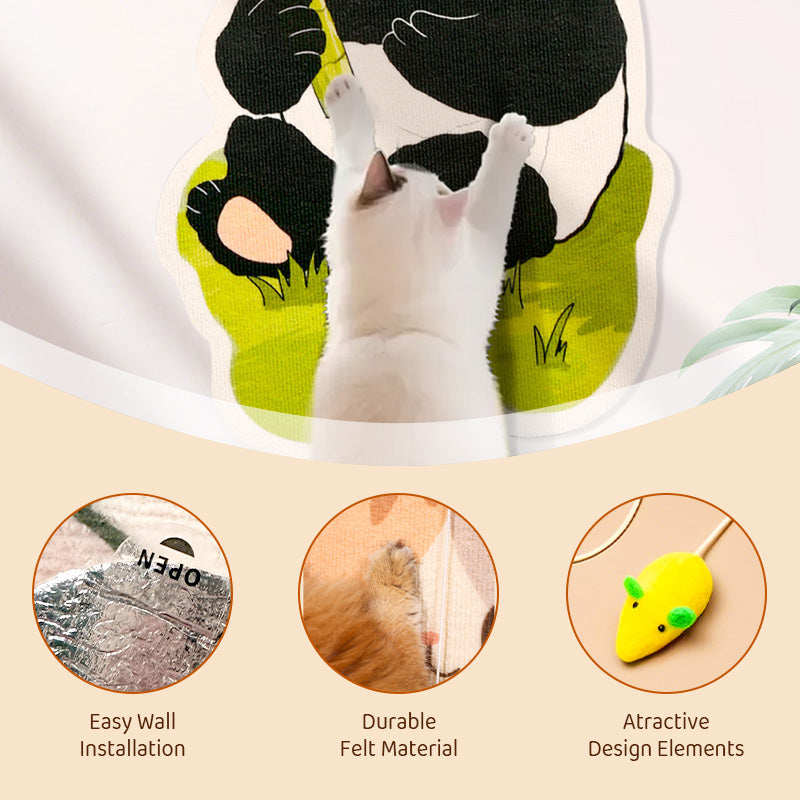 Wall-Mounted Scratching Post Without Drilling – Sustainable Felt, Built-in Toys & Space-Saving