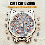 Adorable Cat-Shaped Wooden Jigsaw Puzzle