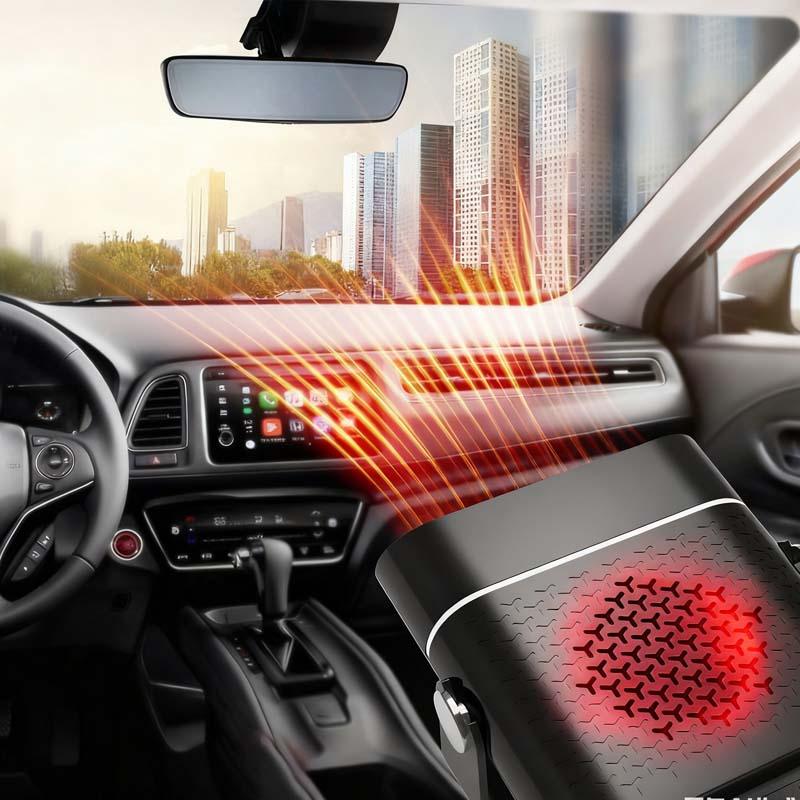 2-in-1 Portable Car Heater & Fan - 360° Rotation, Quick Defrost, Heating & Cooling, Ultra-Quiet & Lightweight for All Seasons