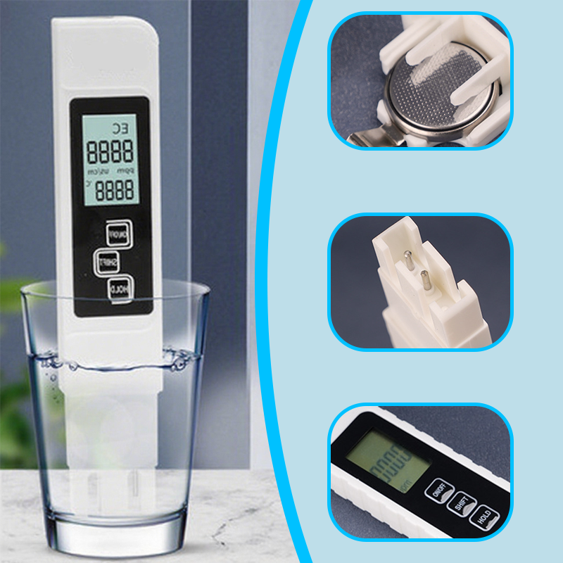 3-in-1 TDS Water Quality Tester - Measures pH, Chlorine, and Hardness with LCD Display for Pools and Aquariums