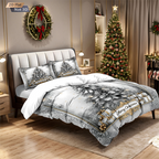 NOW! Festive Christmas 3-Piece Duvet Cover Set - Soft Brushed Polyester with Holiday Patterns for Cozy Seasonal Decor