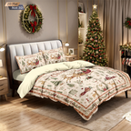 NOW! Festive Christmas 3-Piece Duvet Cover Set - Soft Brushed Polyester with Holiday Patterns for Cozy Seasonal Decor