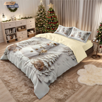 NOW! Festive Christmas 3-Piece Duvet Cover Set - Soft Brushed Polyester with Holiday Patterns for Cozy Seasonal Decor