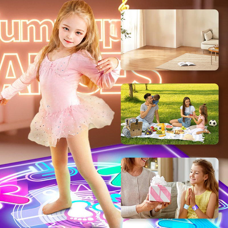 Bluetooth Music & Light Interactive Dance Mat - LED Color Changing with 3 Modes for Kids & Family Parties