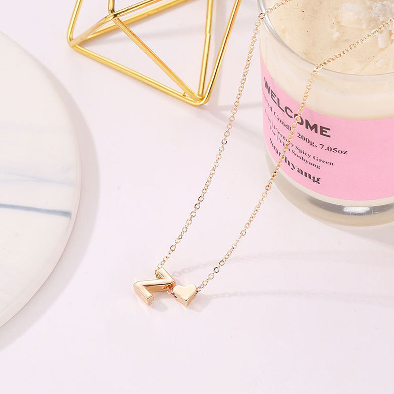 Tiny Initial Necklaces Golden Heart Letter A-Z