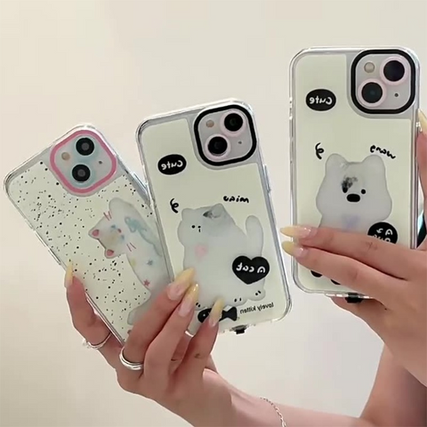 S Luminous Cartoon Cat & Dog iPhone Case