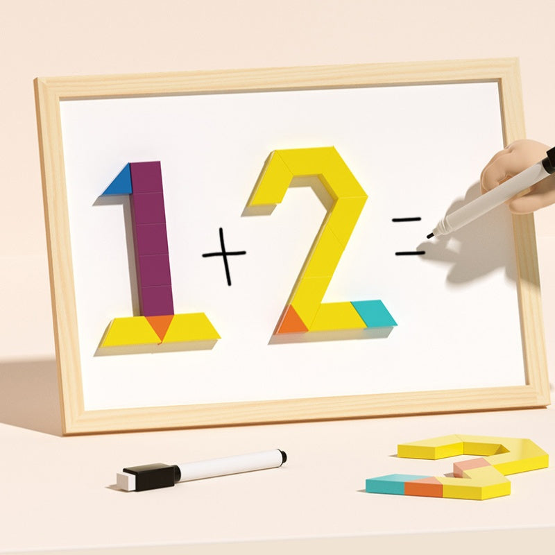 Early Wooden Magnetic Pattern Block Puzzle Set