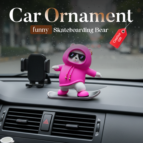 Early Funny Skateboarding Bear Car Ornament