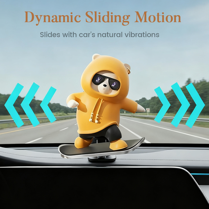 Early Funny Skateboarding Bear Car Ornament