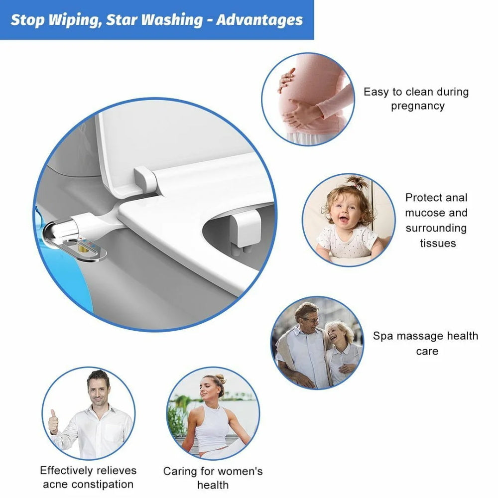 NOW! Non-Electric Dual Nozzle Bidet – Hygienic Self-Washing, Adjustable Water Pressure & Easy Installation Kit