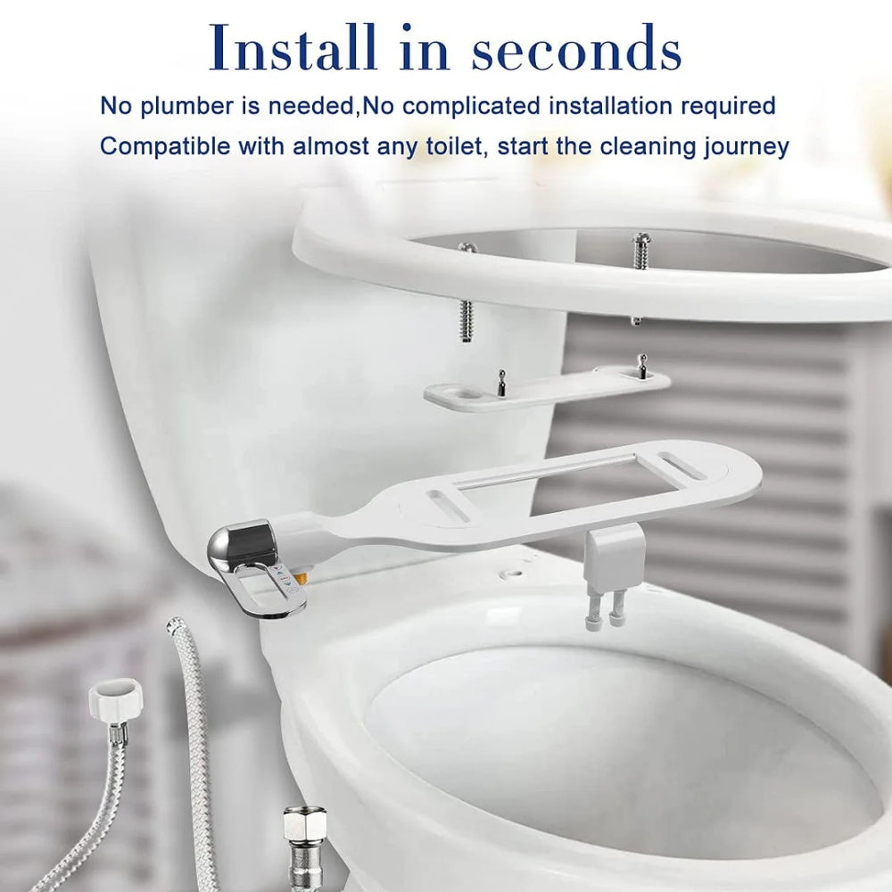 NOW! Non-Electric Dual Nozzle Bidet – Hygienic Self-Washing, Adjustable Water Pressure & Easy Installation Kit