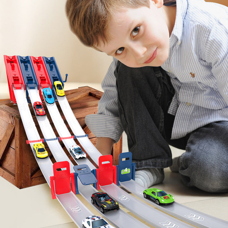 Christmas Gift! Dual Toy Car Launcher Racing Track Set for Kids