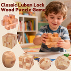 Luban Lock Wooden Puzzle - Stimulates Spatial Intelligence, Natural Wood Design, Educational Family Game