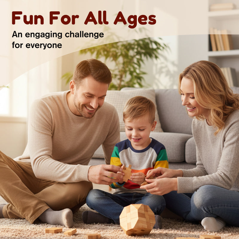 Luban Lock Wooden Puzzle - Stimulates Spatial Intelligence, Natural Wood Design, Educational Family Game