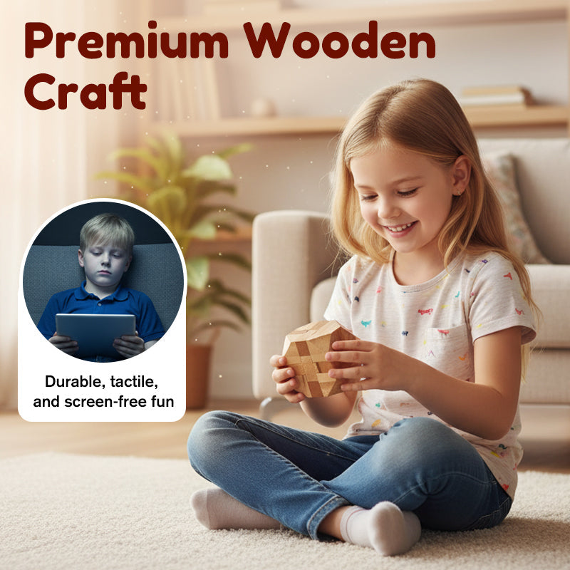 Luban Lock Wooden Puzzle - Stimulates Spatial Intelligence, Natural Wood Design, Educational Family Game