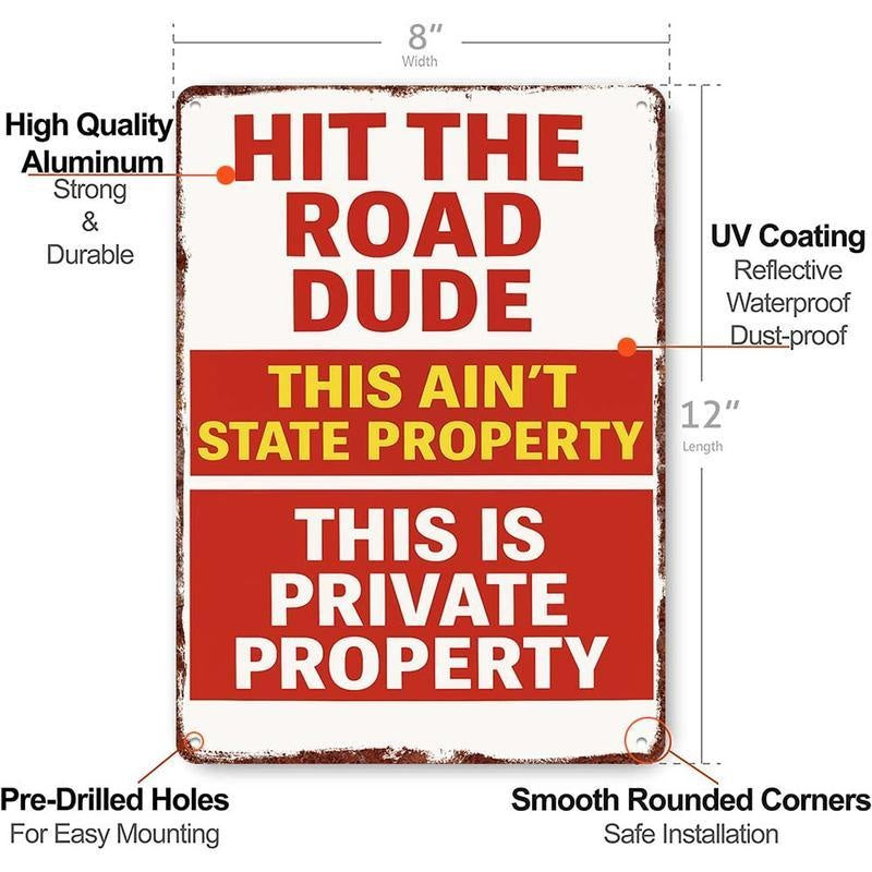 Metal Sign for Private Property Decor