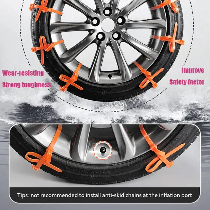Universal Reusable Anti-Skid Nylon Tire Chains – Install in 90s, No Jack Needed