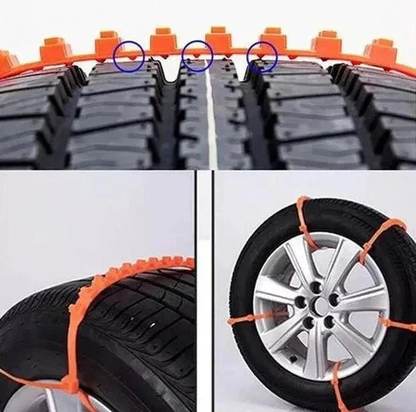 Universal Reusable Anti-Skid Nylon Tire Chains – Install in 90s, No Jack Needed
