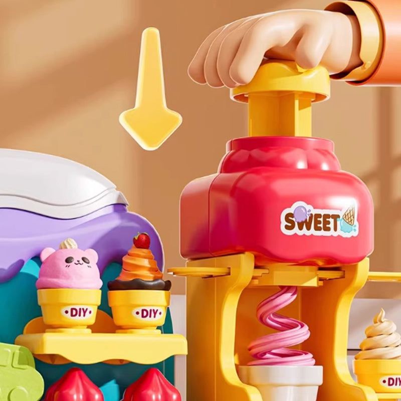 DIY ICE CREAM PLAY DOUGH - 6 Colors & 10 Tools, Non-Toxic Sensory Toy for Creative Role Play, Perfect Gift for Kids Aged 3-8